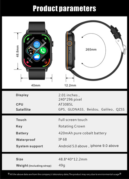 LIGE 2026 For Android IOS GPS Smart Watch Women 2.01" HD Screen Heart Rate Bluetooth Call Compass IP68 Waterproof Men Smartwatch