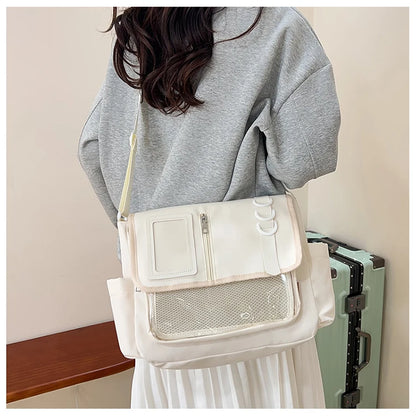 Y2K Japanese Harajuku School Bags for Girls New Transparent Itabag Crossbody Bag DIY Badges Display Plate Ita Bag