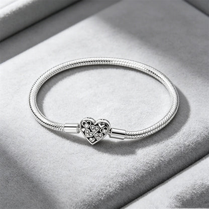 2026 Hot Selling 925 Silver Heart Shaped Buckle Snake Chain Sparkling Zircon Original Bracelet Women Fashionable Luxury Jewelry