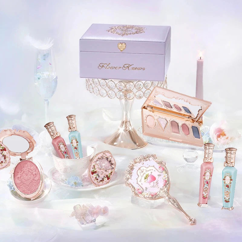 Flower Know Strawberry Rococo All-In One Gift Set Makeup Kit Full Professional Garden Mirror Blush Powder Lip Cream Flowerknows