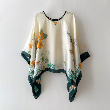 Women's Satin Silk Scarf Multi-Way Wrap, UPF 50+ Sun Veil & Beach Pareo, Lightweight Cover-Up Shawl
