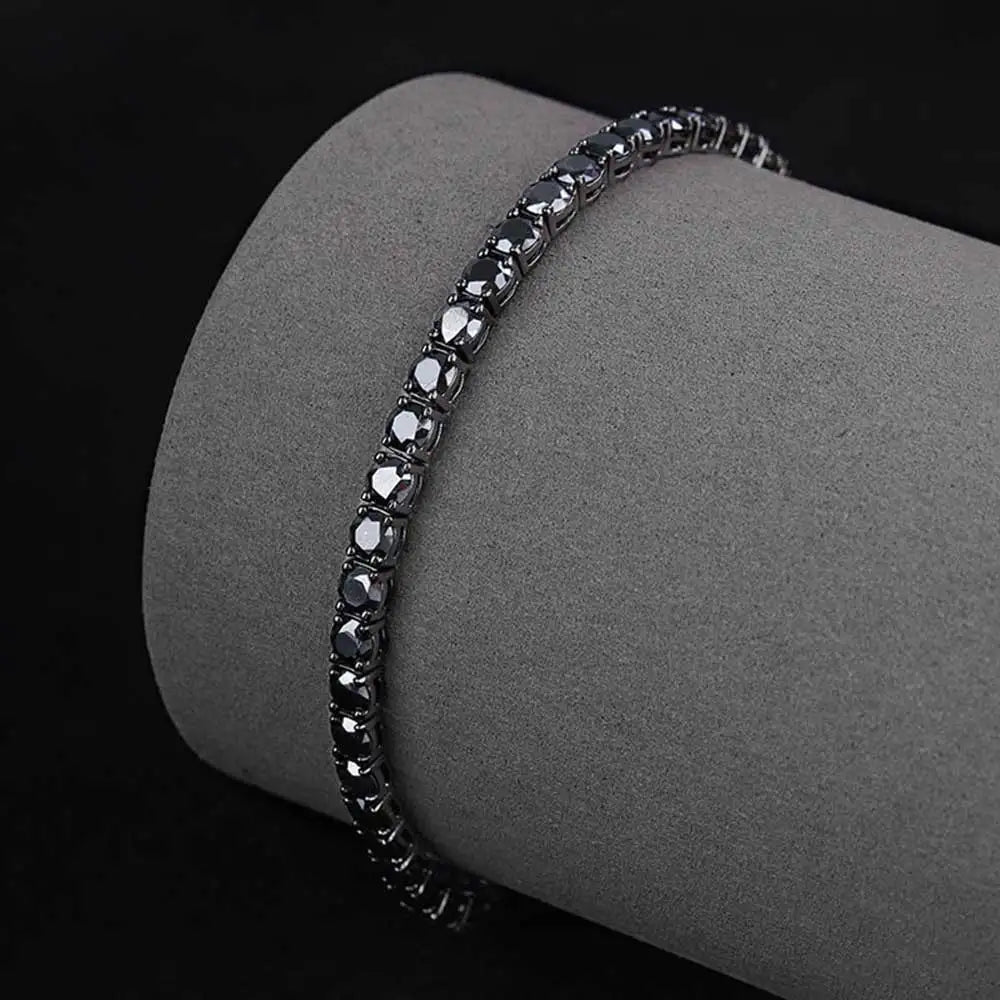 FLEXKING 3/4/5MM Black VVS1 Moissanite Tennis Chain Stainless Steel Men Necklace Bracelet Hip Hop Iced Out Jewelry