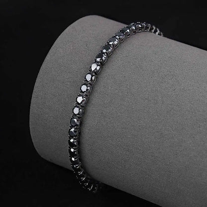 FLEXKING 3/4/5MM Black VVS1 Moissanite Tennis Chain Stainless Steel Men Necklace Bracelet Hip Hop Iced Out Jewelry