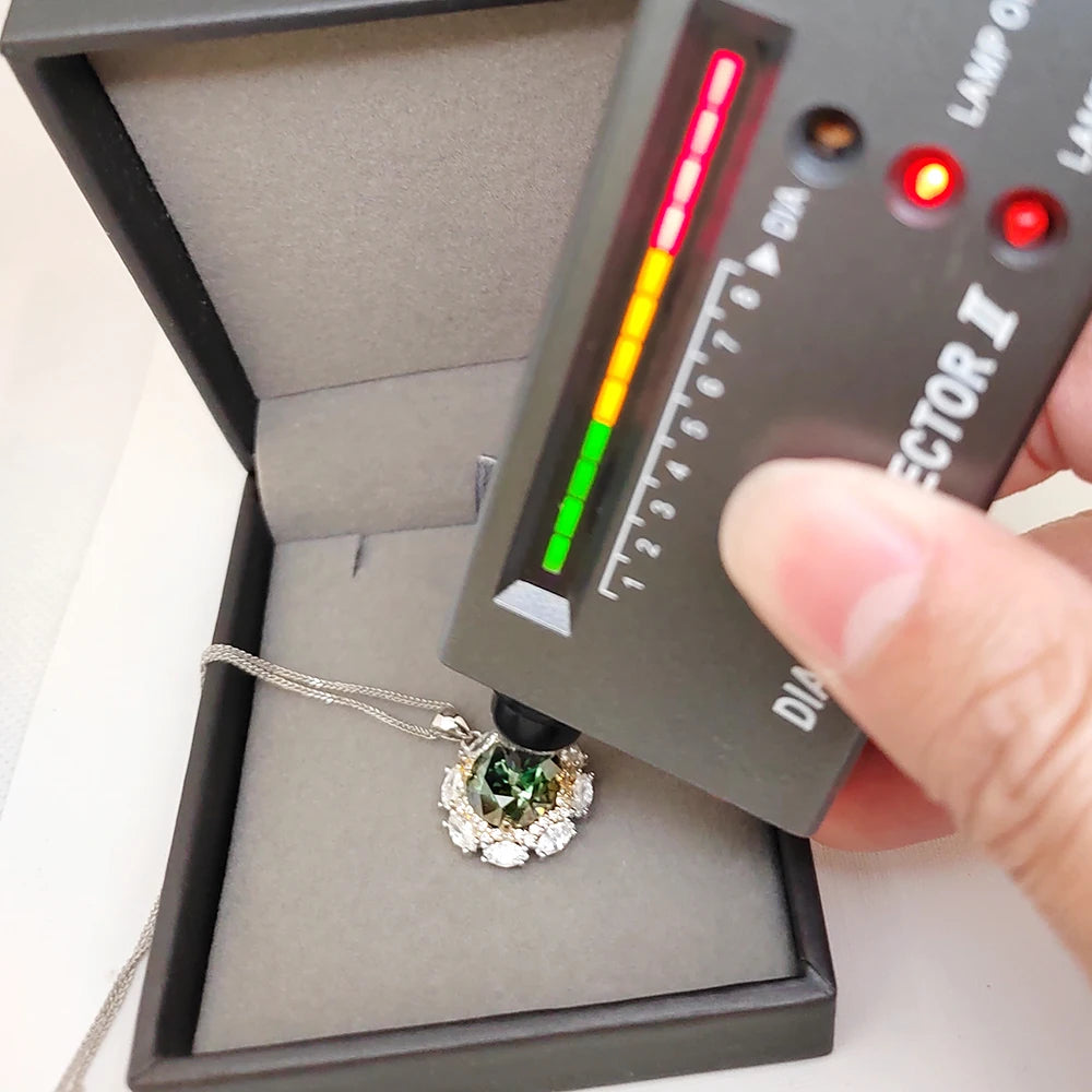 Luomansi VVS1 5CT 11MM Green Moissanite Necklace Passed Diamond Test S925 Jewelry Woman Wedding Party