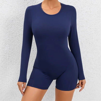 2024 Nylon Women Jumpsuit Long Sleeve Yoga Set Backless One-piece Bodysuit Fitness Gym Workout Rompers Exercise Outfit Suits