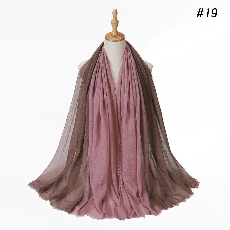180*90cm Gradient Cotton Linen Women Muslim Hijab Scarf Woman Islamic Arab Shawl Wrap Head Scarves Ready To Wear Headscarf