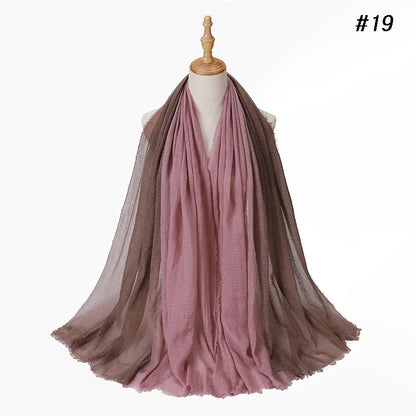 180*90cm Gradient Cotton Linen Women Muslim Hijab Scarf Woman Islamic Arab Shawl Wrap Head Scarves Ready To Wear Headscarf