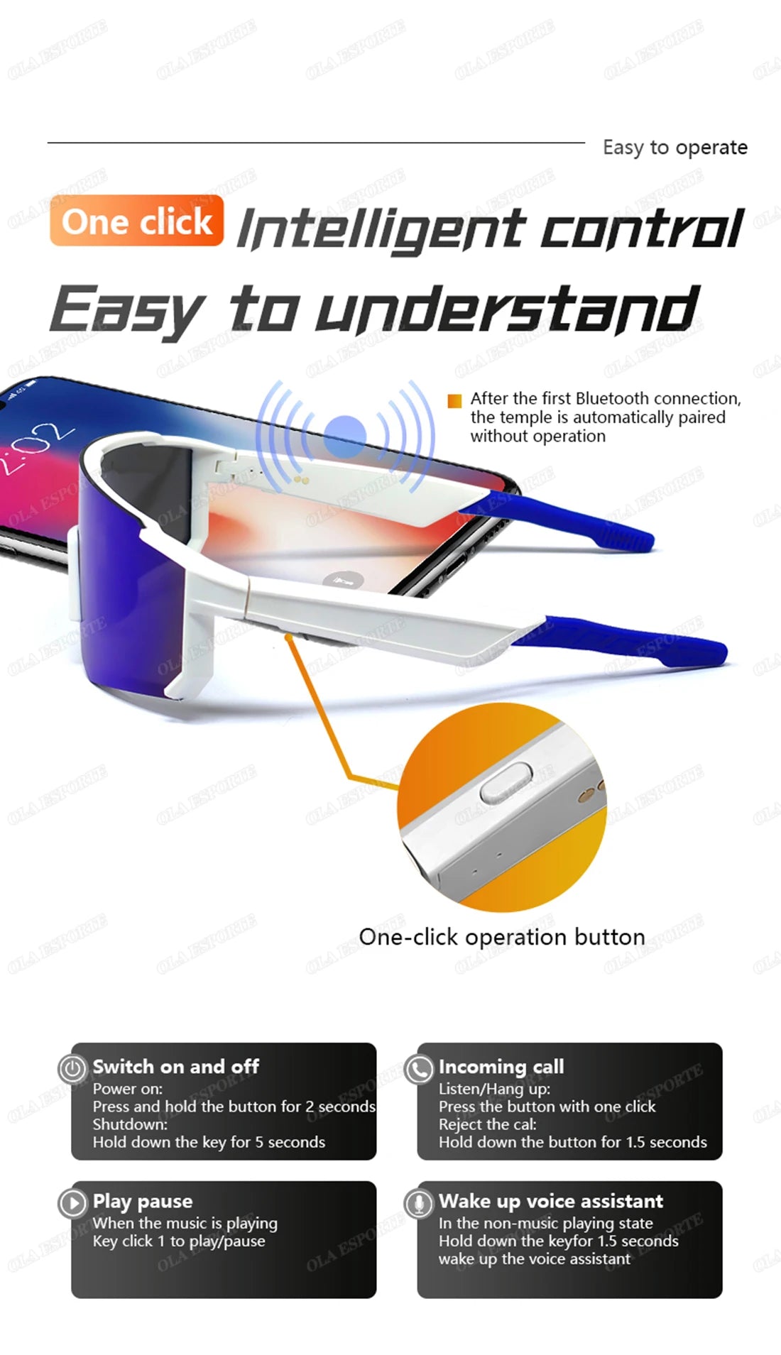 2026 New Smart Glasses Bluetooth Call Audio Music Player Glasses Smart Sunglasses UV Anti Glare Man Glasses for Outdoor Cycling