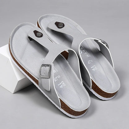 All-match Flats Beach Slippers Mens Thick Sole Men Cork Luxury Sandals Beach Vacation Comfort Shoes Slip on Flip Flops for Men