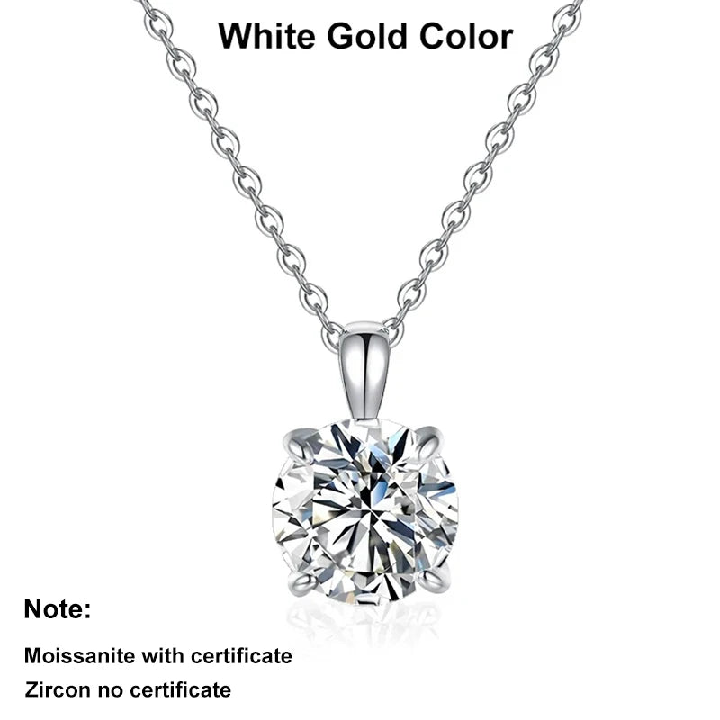 NeeTim 2ct 3ct Moissanite Necklace for Women Sterling Silver 925 with Yellow Rose White Gold Plated Engagement Pendant Necklace