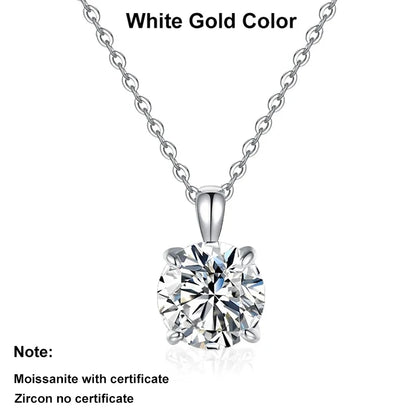 NeeTim 2ct 3ct Moissanite Necklace for Women Sterling Silver 925 with Yellow Rose White Gold Plated Engagement Pendant Necklace