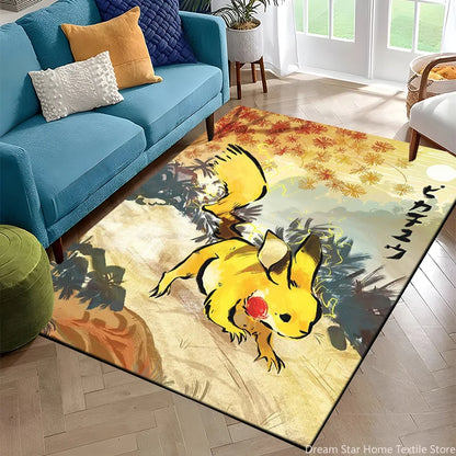 Japanese Anime Pokemon Card Retro Charizard Area Carpet for Living Room Home Decor Sofa Table Rug Anti Slip Chair Floor Mat Gift