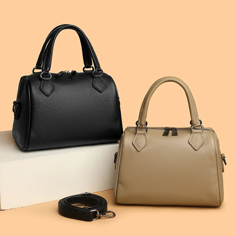 100% Genuine Leather Tote Bag Women Bags Designer Cowhide Luxury Handbags Ladies Shoulder Crossbody Bags Commuting Messenger Sac