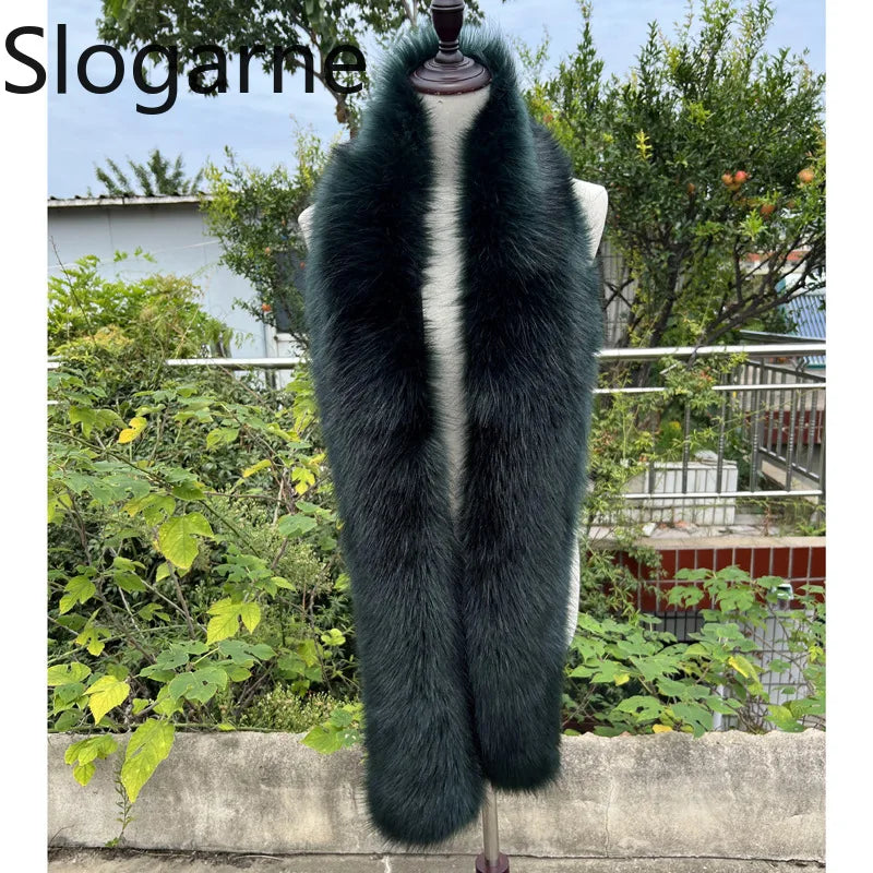American 180cm Super Long Faux Fox Fur Scarf Winter Women Cosplay Warm Fashion Neck Decor Fluffy Shawl Wrap Luxury Furry Scarves