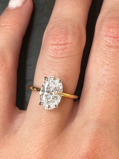 ROUSLY 925 Sterling Silve Shiny 1-8CT Zircon Oval Stone Ring For Women Engagement Wedding Luxury High Quality Fine Jewelry