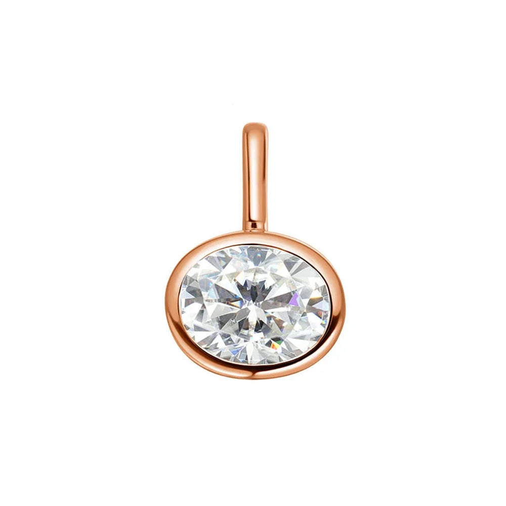 2-4carat East West Oval Cut Moissanite Pendant Necklace For Women 925 Silver Bezel Set Solitaire Diamond Ball Neckchain With GRA