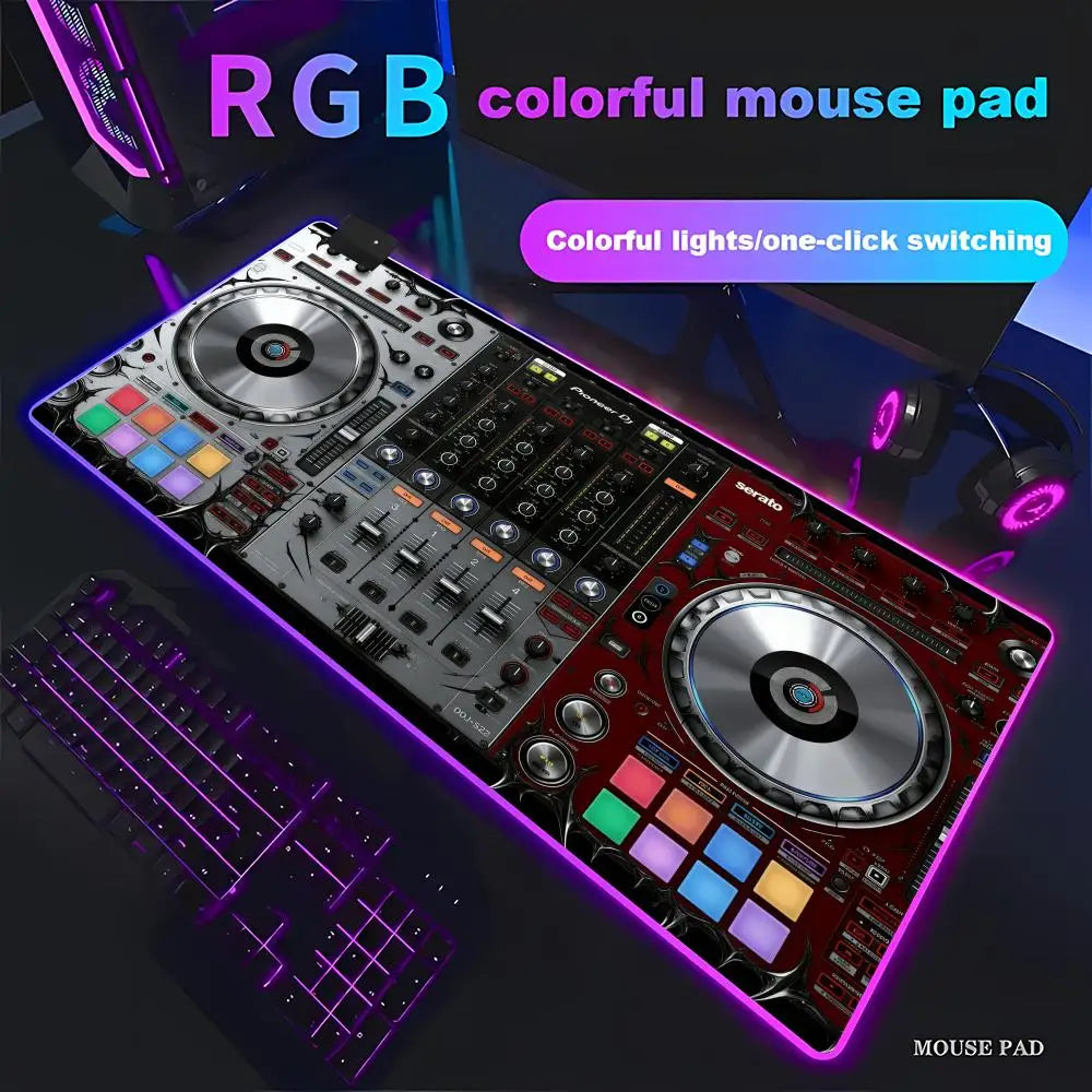 RGB Radio Dj Workbench Mouse Pad Gamer HD Large HD HYBXAXC Desk Mats MousePads Natural Rubber Carpet Anti Slip Laptop Mice Pad