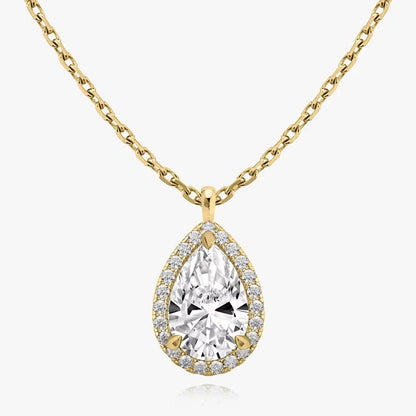 RAPRGOLD GRA Certified 7x10.5mm 2.5CT Pear Cut Moissanite Fashion Drop Pendant Necklaces for Women Chains Fine Neck Jewelry Gift