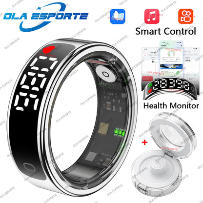 2026 New SR08 Smart Ring Men Women LED Display Screen Heart Rate Blood Oxygen Monitoring 5ATM Waterproof Multi Sports Modes Gift