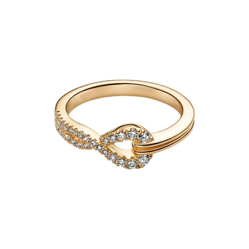2026 New 925 Silver Sparkling Heart Princess Crown Heart-to-Heart Ring Fashion DIY Charm Jewelry Exquisite Gift