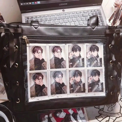 New Japanese Cute Sweet Ribbon Ita Bag Lolita Girls Transparent Handbags Fashion Large Capacity Tote Bag Aesthetic Shoulder Bags