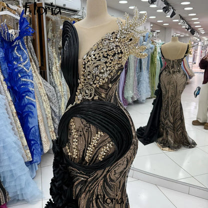 2026 Golden Brown Prom Dress Flowers Embroidery Mermaid Beading Second Reception Gowns Customized Women's Wedding Guest Gowns