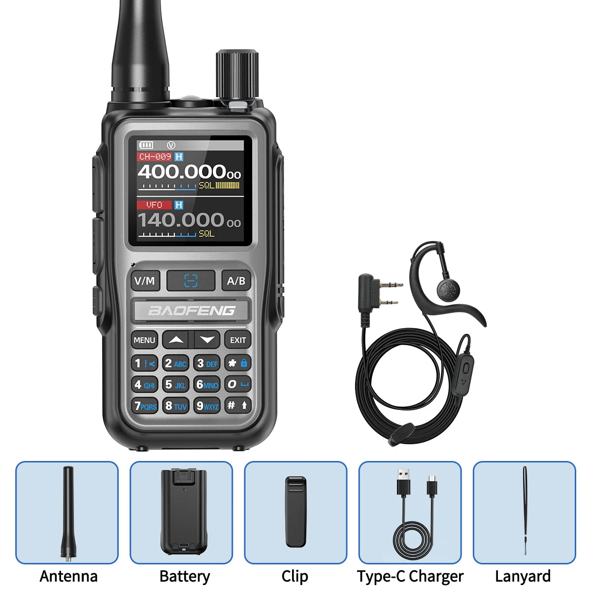 BAOFENG UV-5R Mini Walkie Talkie Full Band Bluetooth Programming Wireless Copy Frequency 999CH AM FM Type-C Long Range Ham Radio