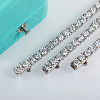 AnuJewe 4mm D Color Moissanite Diamond Tennis Necklace 18K Gold Plated 925 Sterling Silver Necklace Customs Jewelry Wholesale