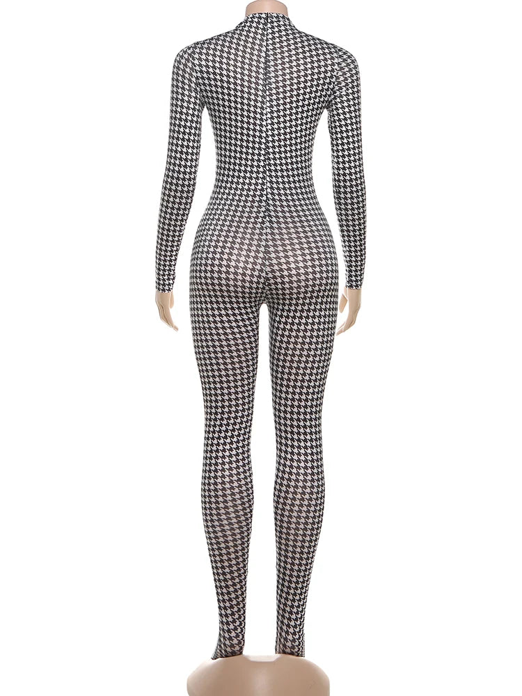 Sisterlinda Peach Buttocks Patchwork Jumpsuits Woman Turtleneck Full Sleeve Skinny Midnight Club Party Coquette Hipster Overalls