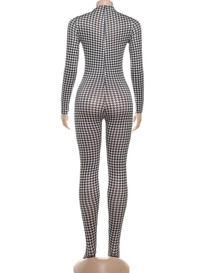 Sisterlinda Peach Buttocks Patchwork Jumpsuits Woman Turtleneck Full Sleeve Skinny Midnight Club Party Coquette Hipster Overalls