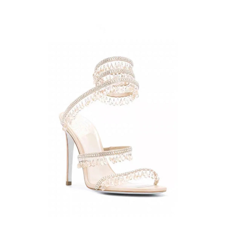 2026Women's New Water Diamond Sandals Fashion Tassel Crystal Shoes Sexy Banquet Party Twin Stiletto Women's Large Sandals