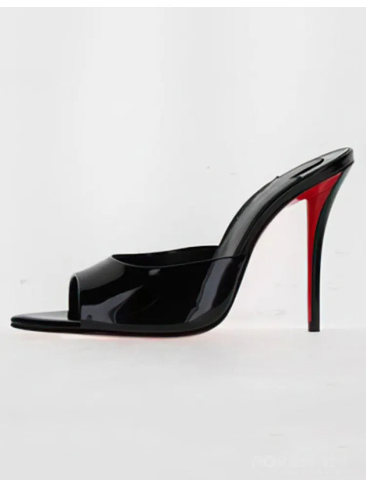 Summer New Women's Pointed Open Toothed Slim Fit High-heeled Slippers, Outdoor Sexy Sandals, Fashionable High-heeled Slippers