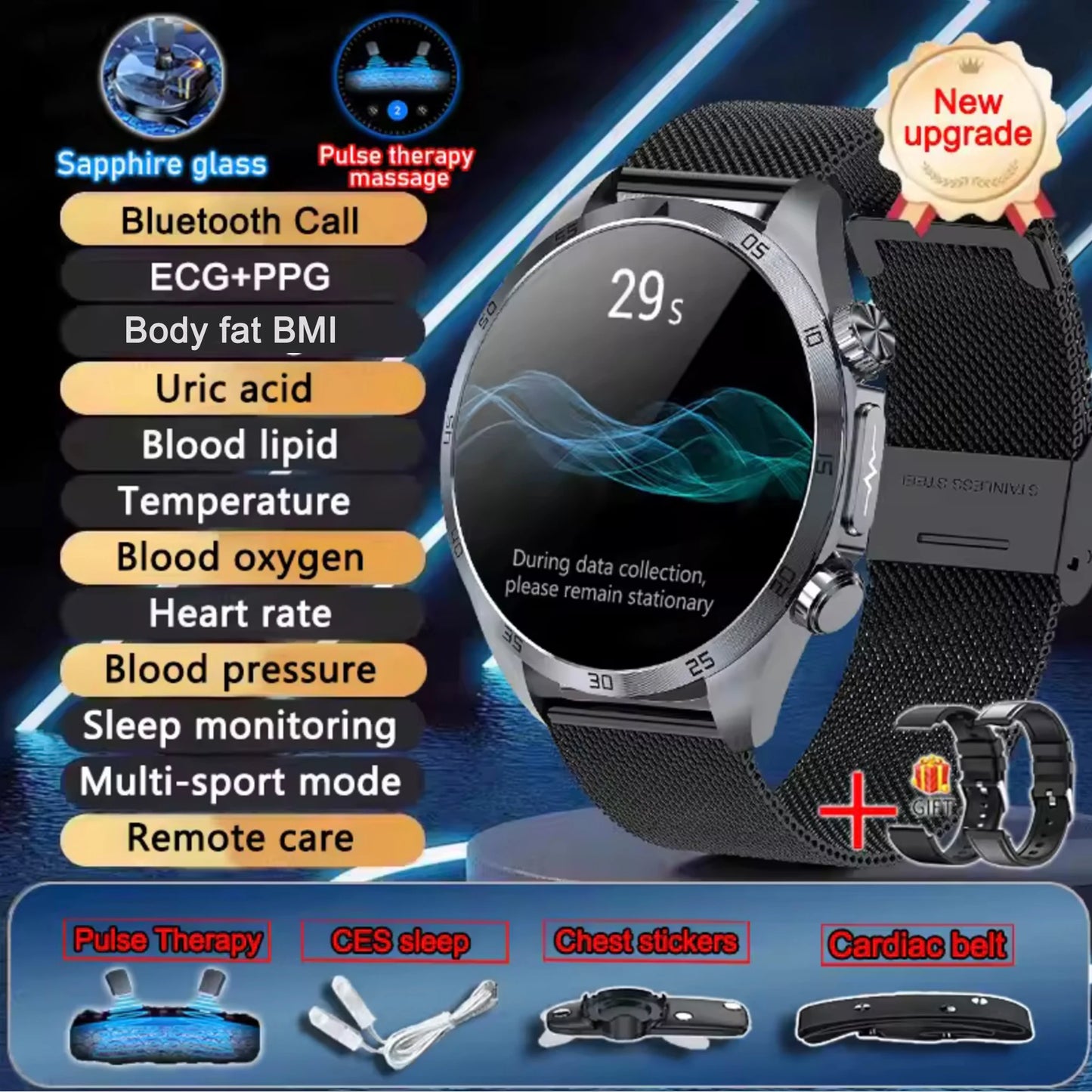 2026 New Medical Grade ECG Smart Watch Laser Treatment Accurate Measurement Blood Lipid Blood Oxygen BMI Sport Health Smartwatch