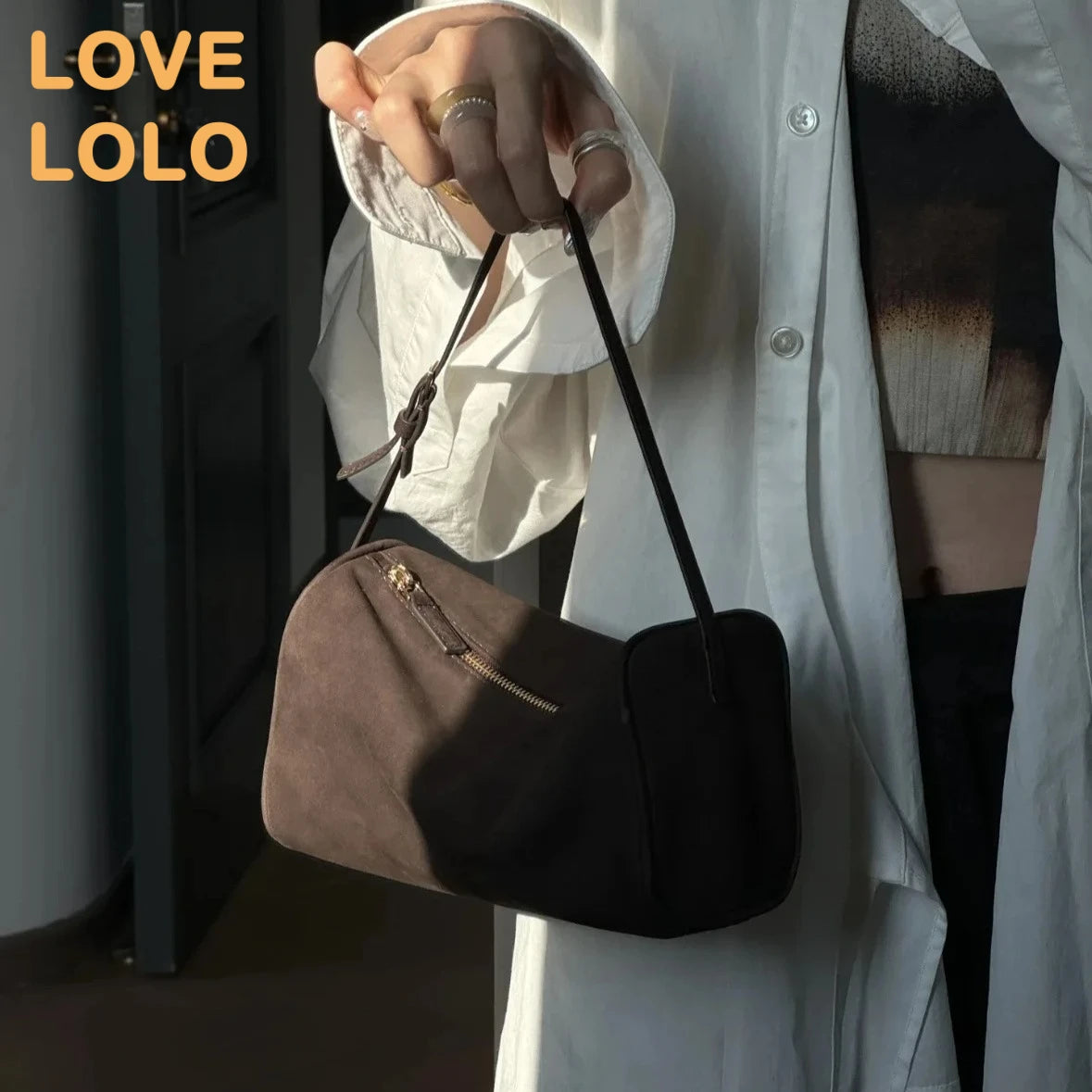 2025 New Luxury 90s Pen Holder Bag Genuine Soft Cowhide & Suede Mini Crossbody Bag Hand-Carry Vintage Shoulder Purse for Women