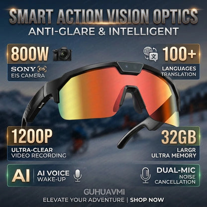Smart Glasses with 4K HD Anti-Shake Camera & 3D Stereo Speakers Polarized UV400 Sport Sunglasses Bluetooth AI Outdoors Video POV