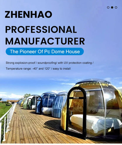 Clear Igloo Geodesic Dome Bubble Tent Detachable Modern Design Aviation Aluminum Alloy Sound Heat Insulation Bubble House