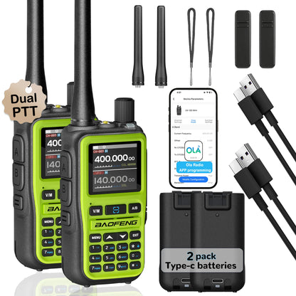2 Pack BAOFENG UV-5R Mini Dual Band Two-Way Radio (5W/999CH) - Bluetooth APP Programming, NOAA Alert, Type-C Fast Charging