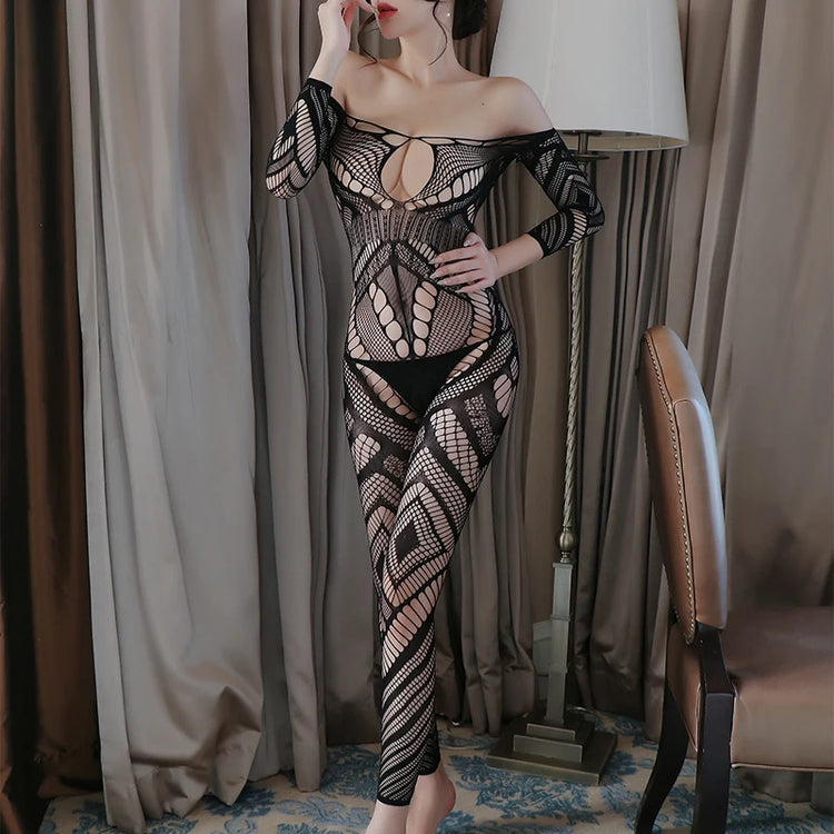 New Summer Leisure Time Party Fashion Backless Lace Jumpsuit Women Transparent Hollow Out Clothes For Women Body Bodysuit