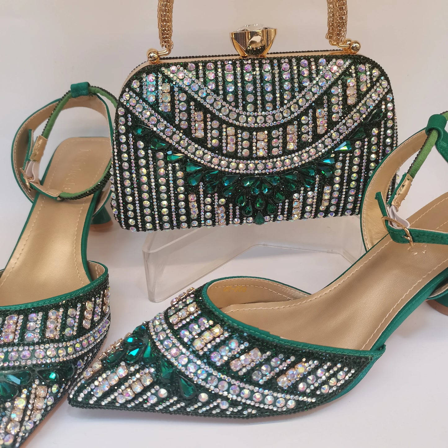 Ladies High Quality Women's Pumps And Bag Italian Fashion Design Green Colors Bag And Heels Shoes For Nigeria Wedding Party
