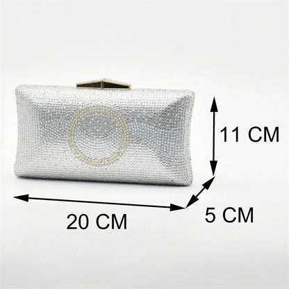 African Women Shoes and Bags Sets with Rhinestone Plus Size Heels 43 Nigerian Party Pumps Luxury Shoes Wedding Shoes Bride