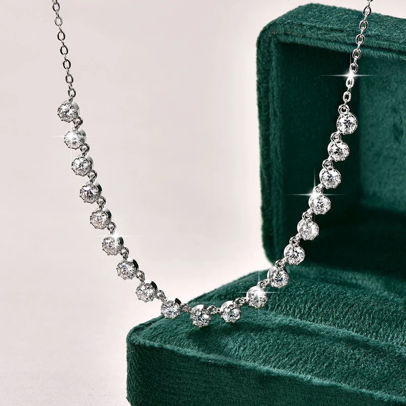 Lnngy Sparkling 3MM Moissanite Bubble-Style Necklace 14K Gold Filled Choker Necklace for Women Wedding Jewelry Accessories