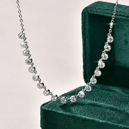 Lnngy Sparkling 3MM Moissanite Bubble-Style Necklace 14K Gold Filled Choker Necklace for Women Wedding Jewelry Accessories