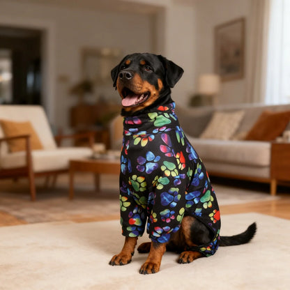 All-Season Digital Printing Dog T-shirts - The dog paw print design adds color to the black color. Fashionable dog paw print gre