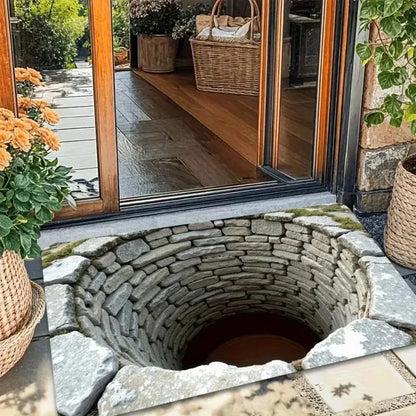 VIKAMA Non-Slip Doormat 3D Optical Illusion Stone Pattern, Entrance Mat Waterproof Rug for Hallway Living Room Porch Home Decor