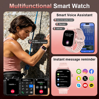 LIGE 2026 New Built-in 1400mAh Super Large Battery Women Men Smart Watch Outdoor 2.01" Screen IP68 Waterproof BT Call Smartwatch