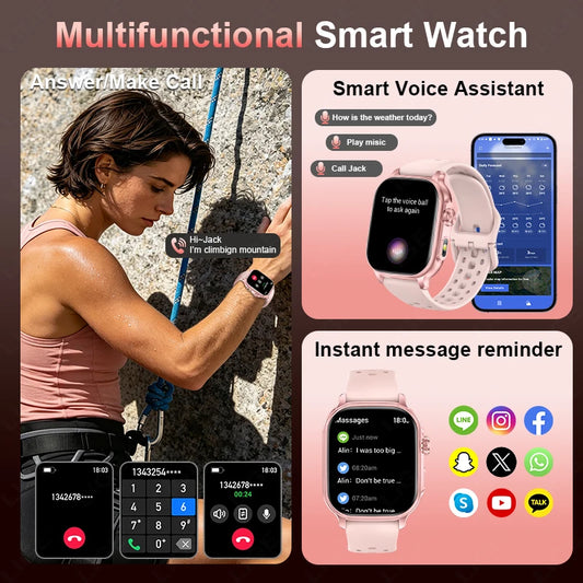 LIGE 2026 New Built-in 1400mAh Super Large Battery Women Men Smart Watch Outdoor 2.01" Screen IP68 Waterproof BT Call Smartwatch
