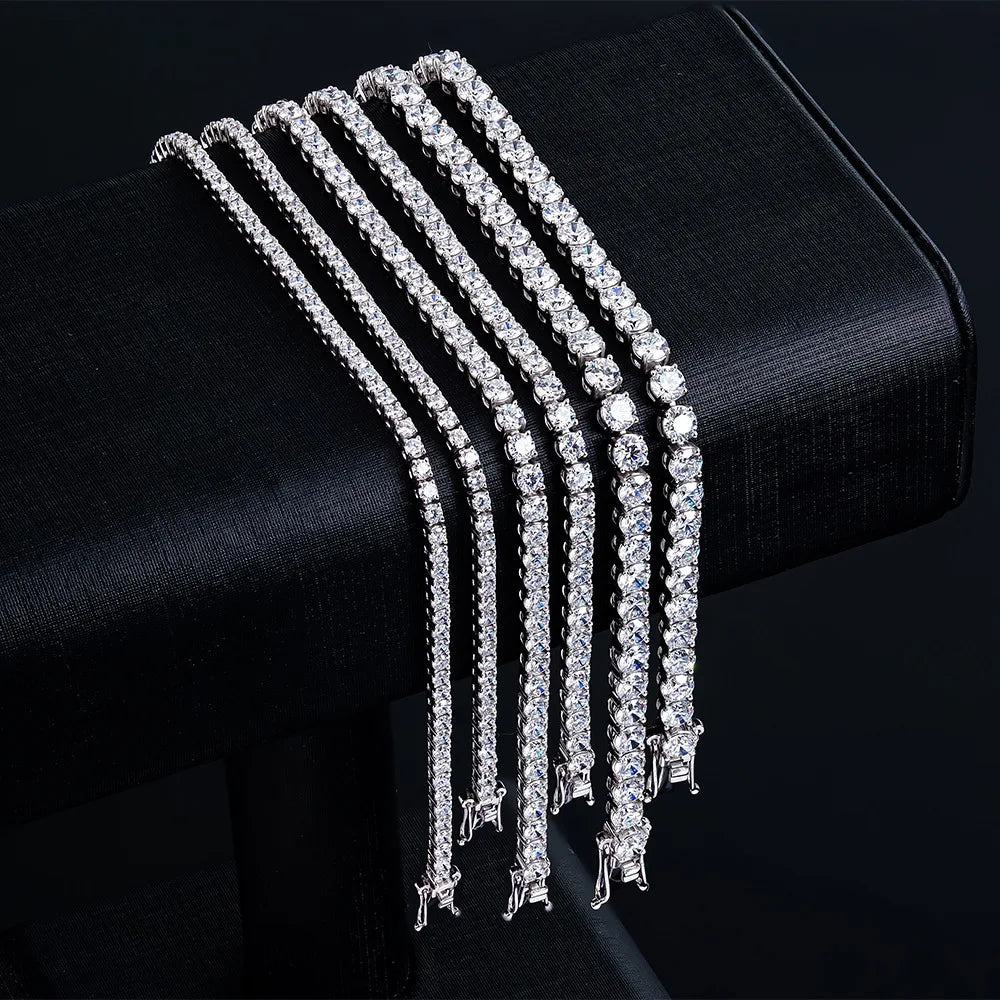 D VVS1 Moissanite Tennis Necklace 2-6MM 925 Sterling Silver Classics for Women Exquisite Jewelry Simulated Diamond Necklaces