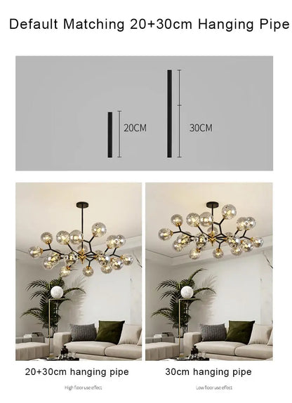 Nordic Glass Ball Lamp Modern Led Ceiling Chandelier Living Room Bedroom Kitchen Dining Room Home Decor Pendant Light Fixture