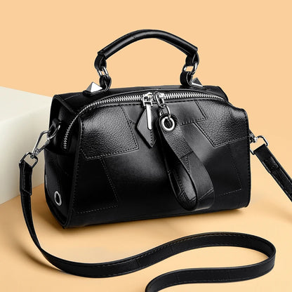 New Fashion Crossbody Bags Women's Genuine Leather Bag Simple Tote Bag Vintage Boston Handbag Luxury Design Female Shoulder Bags