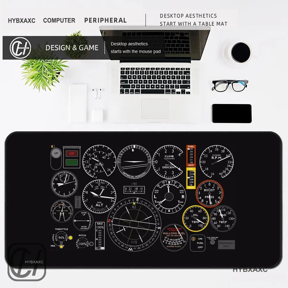HYBXAXC Airplane Dashboard Mouse Pad Large Rubber Base Anti-slip Accessories Mousepad for Office & Gamer Keyboard Mats Decor Mat
